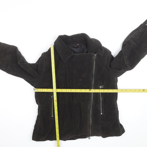 Nevada Women Black Corduroy Biker Jacket Size 14 Lined Zip Style