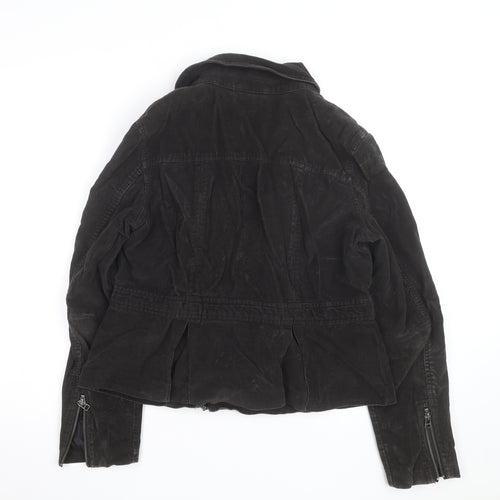 Nevada Women Black Corduroy Biker Jacket Size 14 Lined Zip Style