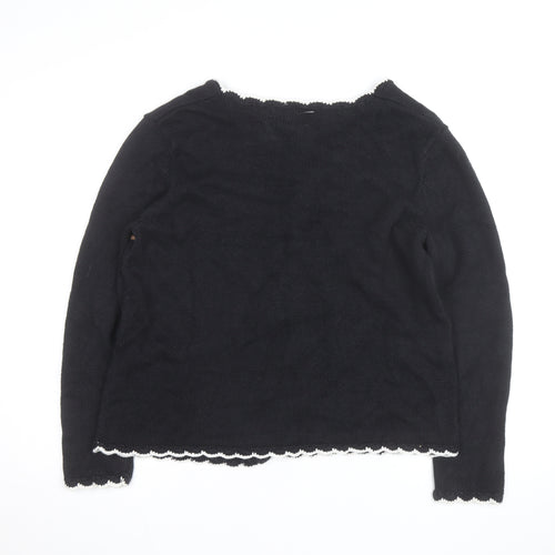 Designers Originals Studio Black Christmas Embroidered Cardigan Women's M