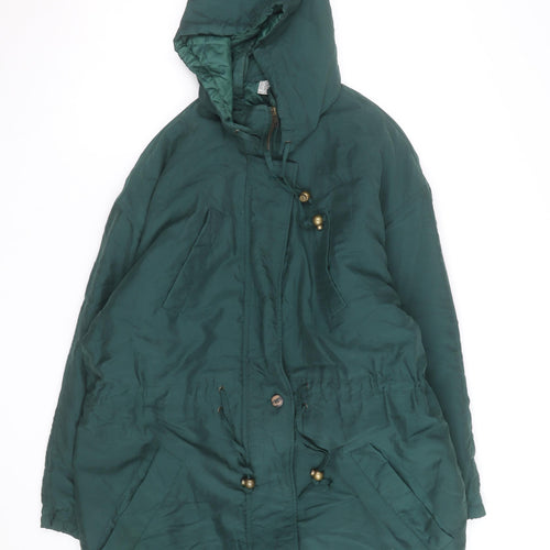 Suzanne Grae Unisex Green Hooded Parka Coat Size L Polyester Cotton