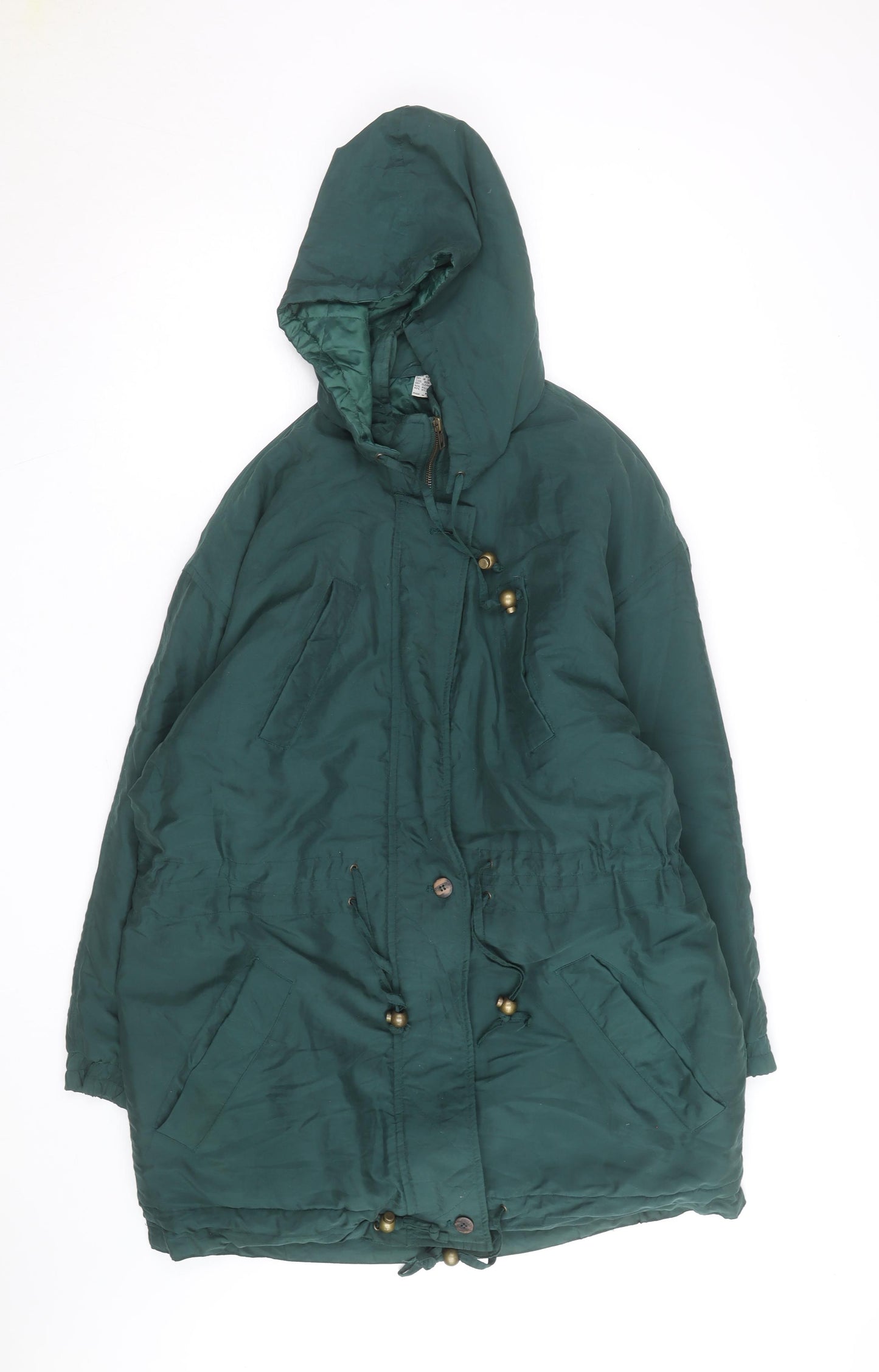Suzanne Grae Unisex Green Hooded Parka Coat Size L Polyester Cotton