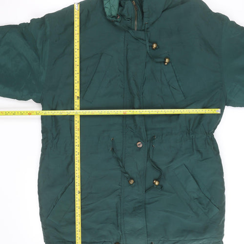Suzanne Grae Unisex Green Hooded Parka Coat Size L Polyester Cotton