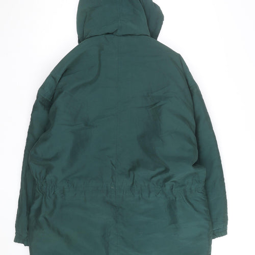 Suzanne Grae Unisex Green Hooded Parka Coat Size L Polyester Cotton