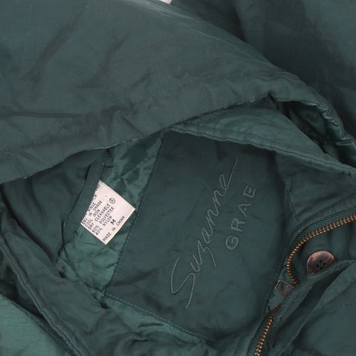 Suzanne Grae Unisex Green Hooded Parka Coat Size L Polyester Cotton