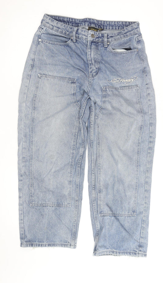 Ed Hardy Men's Blue Embroidered Dragon Denim Jeans 30W 30L Relaxed Fit
