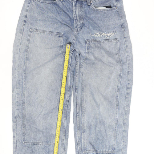 Ed Hardy Men's Blue Embroidered Dragon Denim Jeans 30W 30L Relaxed Fit