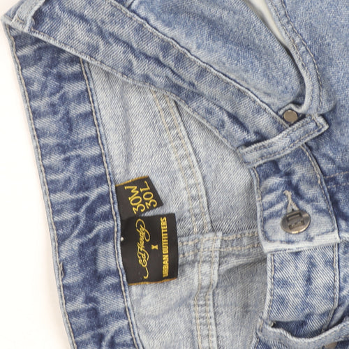 Ed Hardy Men's Blue Embroidered Dragon Denim Jeans 30W 30L Relaxed Fit