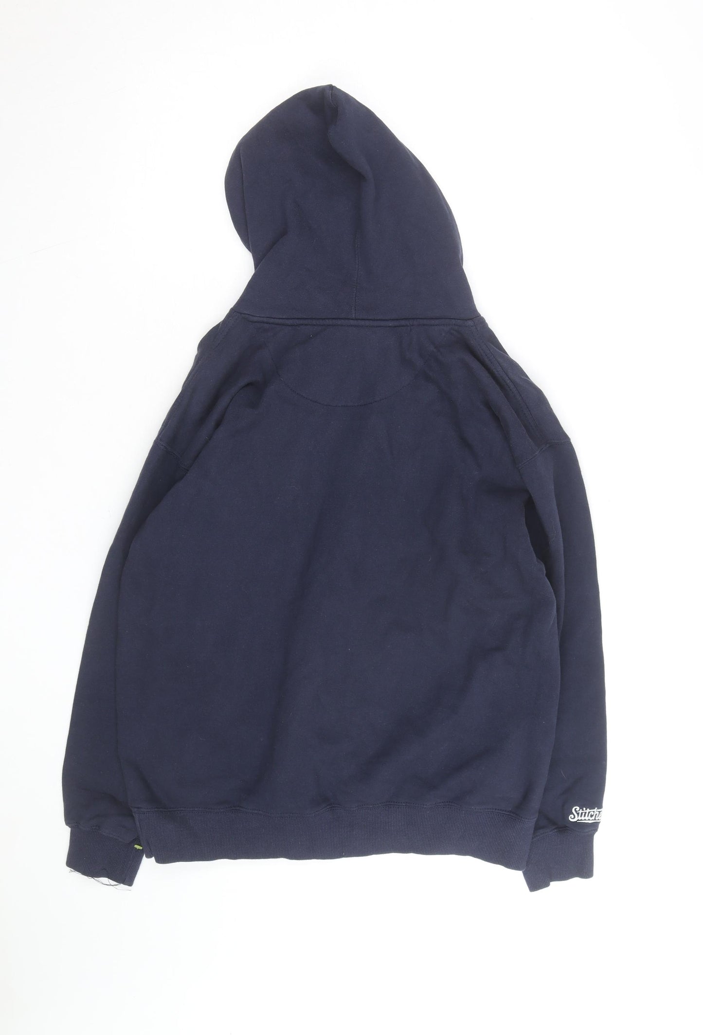 Stitches Mens Blue Pullover Hoodie Medium Embroidered Brewers Logo