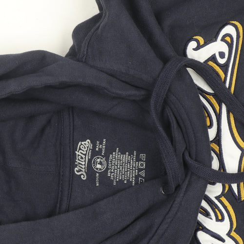 Stitches Mens Blue Pullover Hoodie Medium Embroidered Brewers Logo