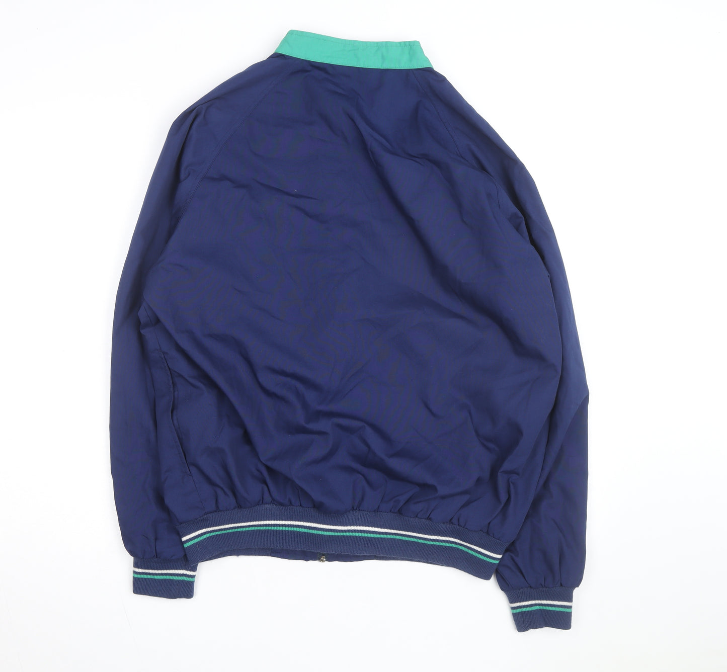 Gabicci Men's Blue Green 80s Retro Bomber Jacket L Full Zip