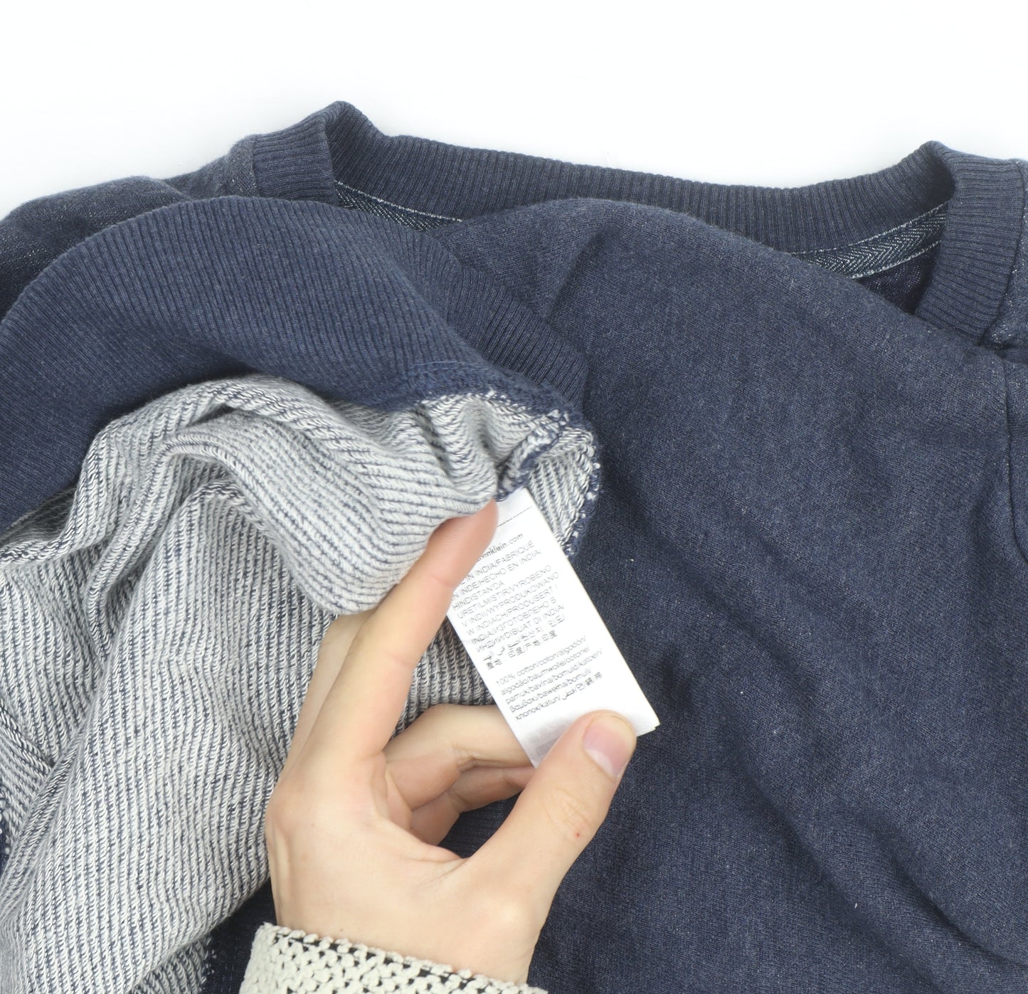 Calvin Klein Jeans Men's Blue Logo Crew Neck Pullover Sweatshirt L