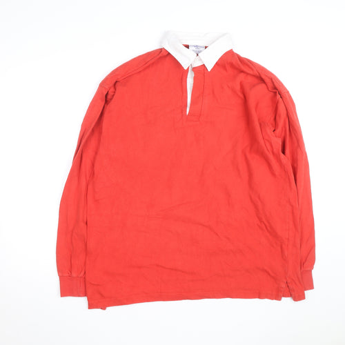 Front Row Men's Red Cotton Long Sleeve Rugby Shirt 2XL