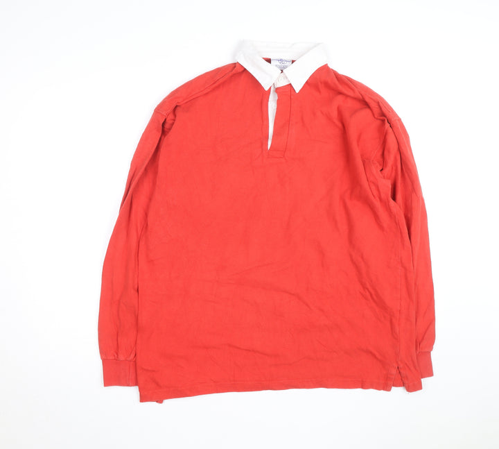 Front Row Men's Red Cotton Long Sleeve Rugby Shirt 2XL