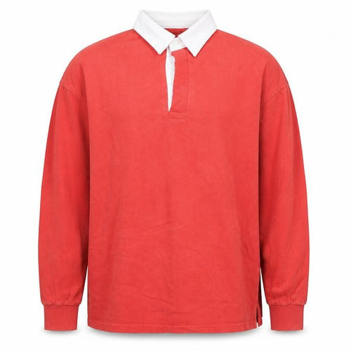 Front Row Men's Red Cotton Long Sleeve Rugby Shirt 2XL
