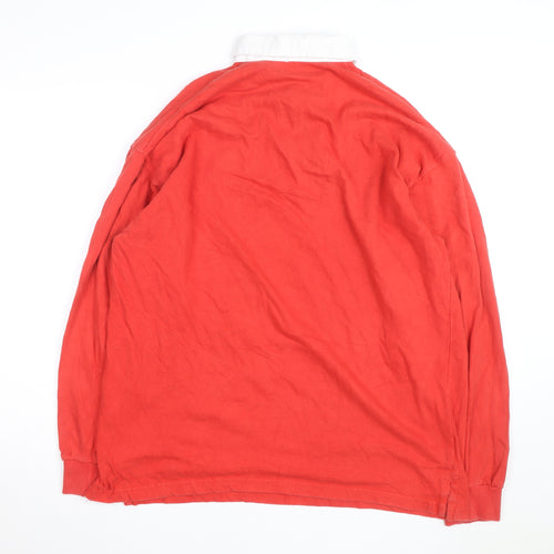 Front Row Men's Red Cotton Long Sleeve Rugby Shirt 2XL