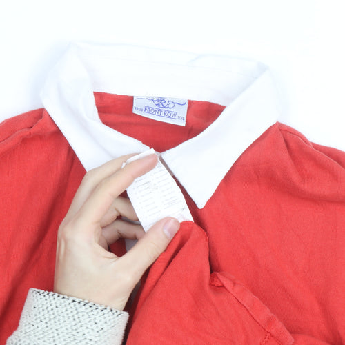 Front Row Men's Red Cotton Long Sleeve Rugby Shirt 2XL