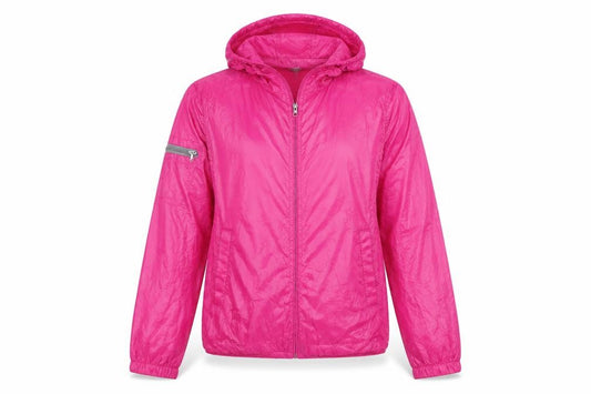 Front view of Faded Glory Women's Pink Hooded Windbreaker Jacket, size M