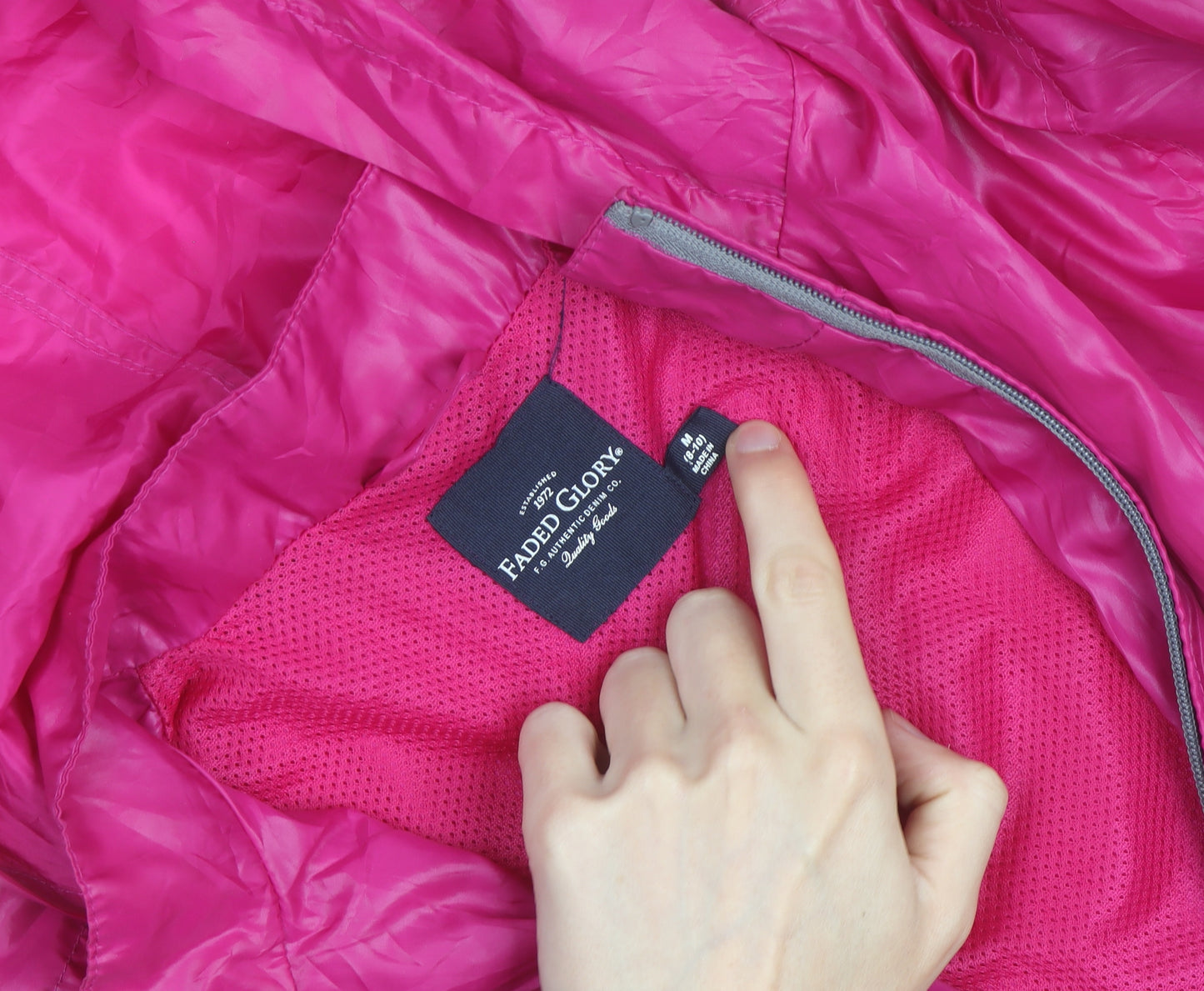 Faded Glory Women's Pink Hooded Windbreaker Jacket Size M