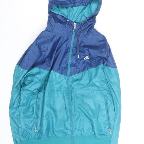 Nike Mens Blue Windbreaker Hooded Sports Jacket Size L