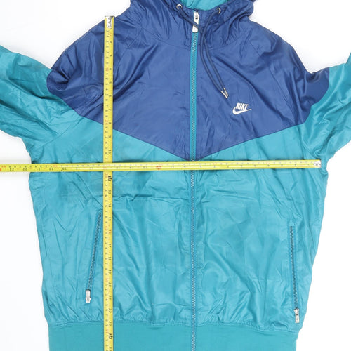 Nike Mens Blue Windbreaker Hooded Sports Jacket Size L