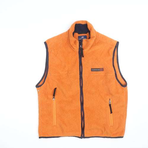 U.S Expedition Men's Orange Fleece Bodywarmer Size L Outdoor Zip Vest