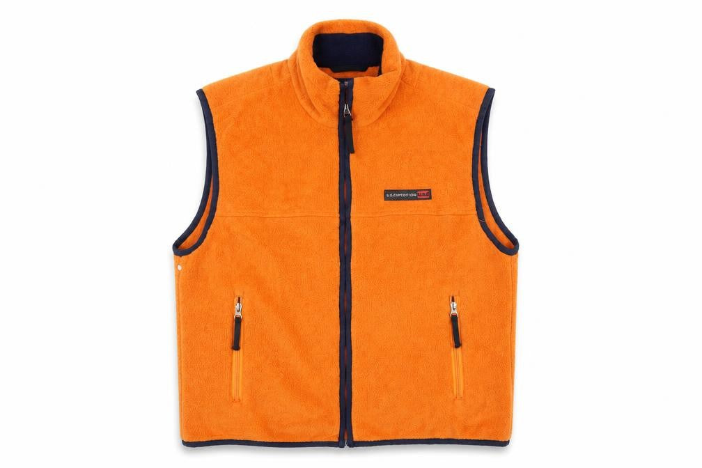 U.S Expedition Men's Orange Fleece Bodywarmer Size L Outdoor Zip Vest
