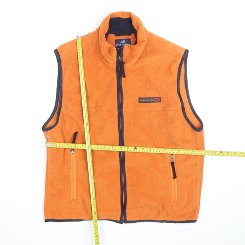U.S Expedition Men's Orange Fleece Bodywarmer Size L Outdoor Zip Vest