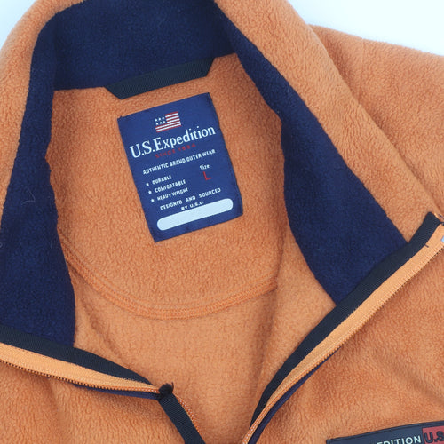 U.S Expedition Men's Orange Fleece Bodywarmer Size L Outdoor Zip Vest