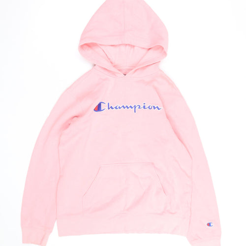 Champion Womens Pink Pullover Hoodie Size L Cotton Blend