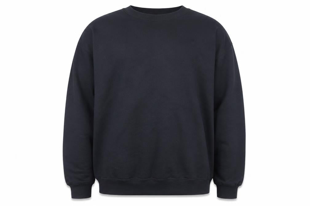 Front view of Hanes men’s black large pullover crew neck fleece sweatshirt