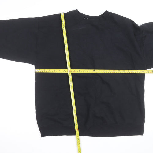 Hanes Mens Black Large Pullover Crew Neck Fleece Sweatshirt
