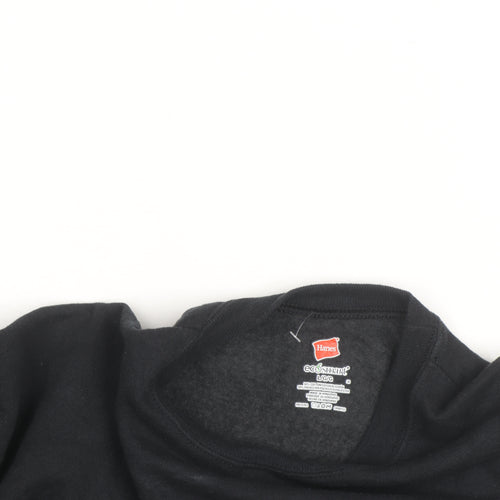 Hanes Mens Black Large Pullover Crew Neck Fleece Sweatshirt
