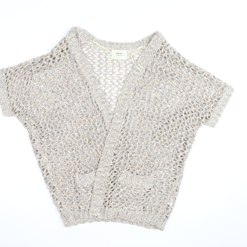 Papaya Women’s Beige Open Knit Short Sleeve Cardigan Medium