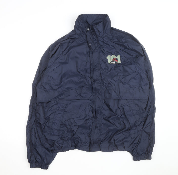 Jeep Men's Blue L Windbreaker Jacket Nylon Lined Outdoor Style