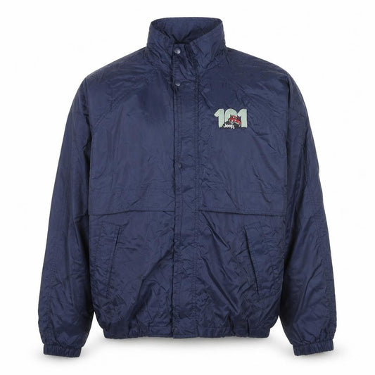 Front view of Jeep Men's Blue L Windbreaker Jacket Nylon Lined Outdoor Style