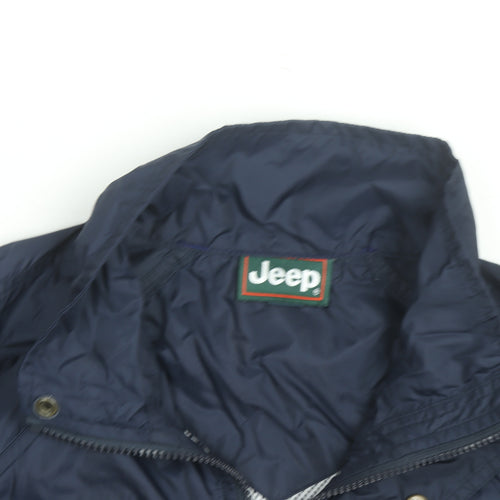 Jeep Men's Blue L Windbreaker Jacket Nylon Lined Outdoor Style