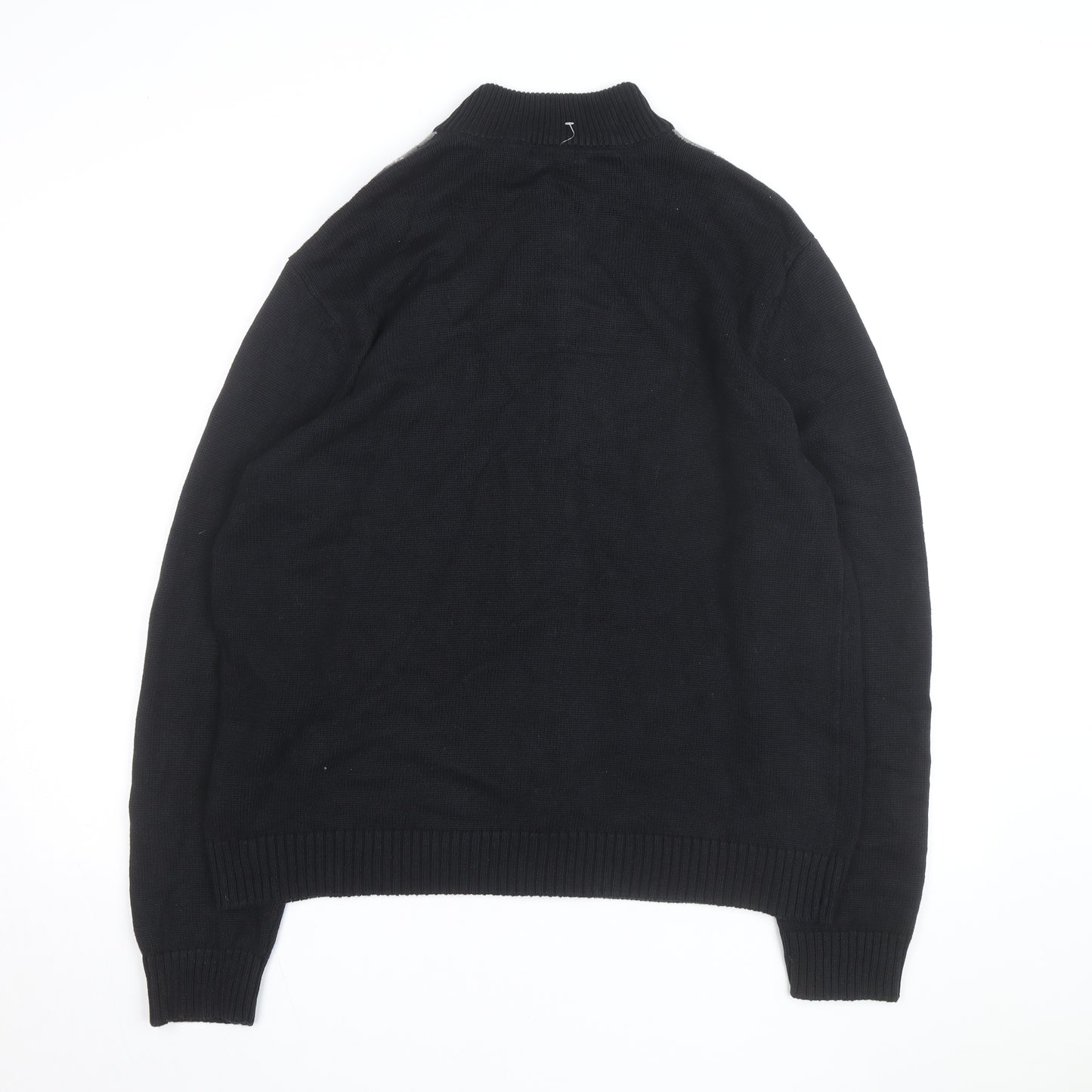 Van Heusen Men's Black Argyle Full Zip Cotton Jumper L