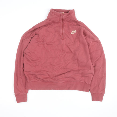 Nike Men's Red 1/4 Zip Mock Neck Oversized Sweatshirt Size S