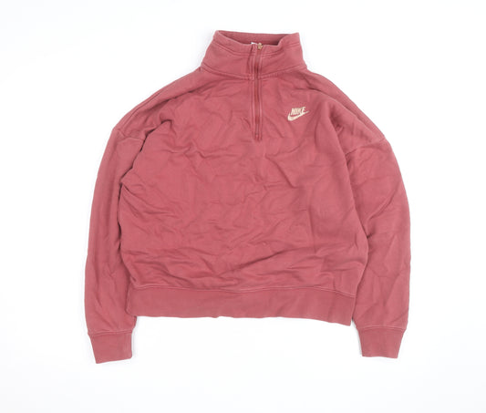 Nike Men's Red 1/4 Zip Mock Neck Oversized Sweatshirt Size S