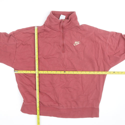 Nike Men's Red 1/4 Zip Mock Neck Oversized Sweatshirt Size S