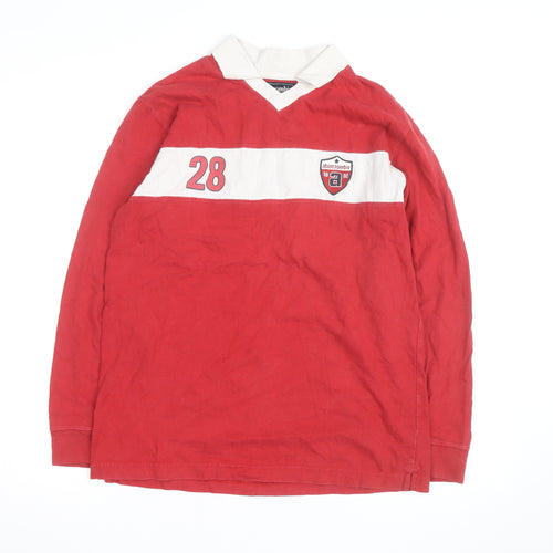 Abercrombie Men's Red Long Sleeve Rugby Shirt XL Sports Style