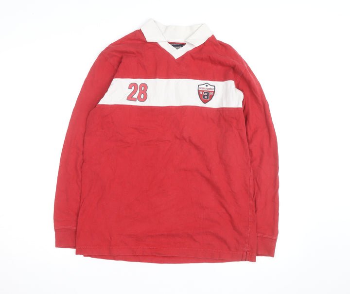Abercrombie Men's Red Long Sleeve Rugby Shirt XL Sports Style