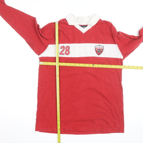 Abercrombie Men's Red Long Sleeve Rugby Shirt XL Sports Style