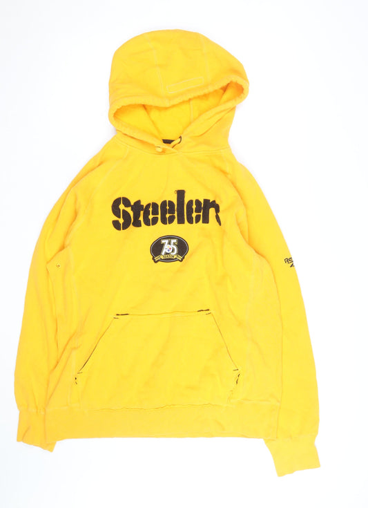 Reebok NFL Men’s Yellow Steelers Pullover Hoodie Size L Vintage Sportswear