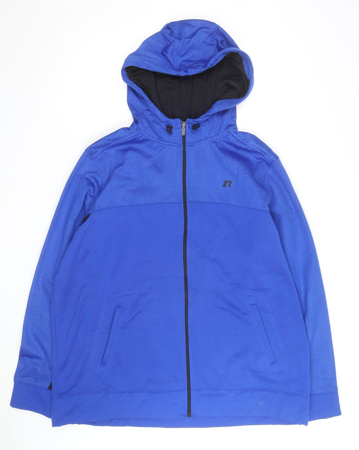 Russell Men's Blue 2XL Full Zip Hooded Sports Hoodie