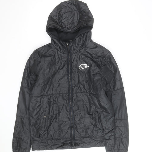Nike Men's Black Hooded Puffer Jacket Size S Polyester Lined