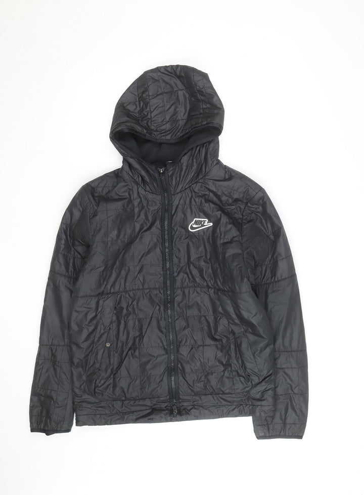Nike Men's Black Hooded Puffer Jacket Size S Polyester Lined