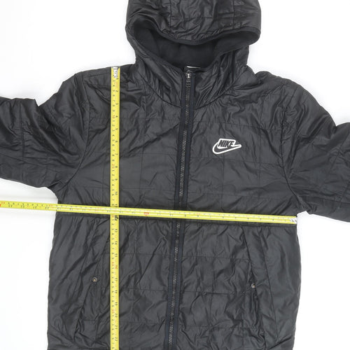 Nike Men's Black Hooded Puffer Jacket Size S Polyester Lined