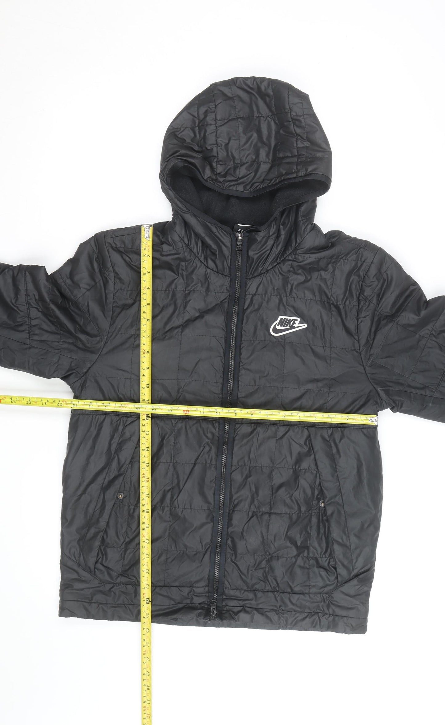 Nike Men's Black Hooded Puffer Jacket Size S Polyester Lined