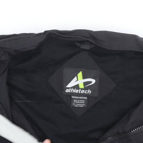 Athletech Men’s Black Grey Medium Waterproof Windbreaker Jacket